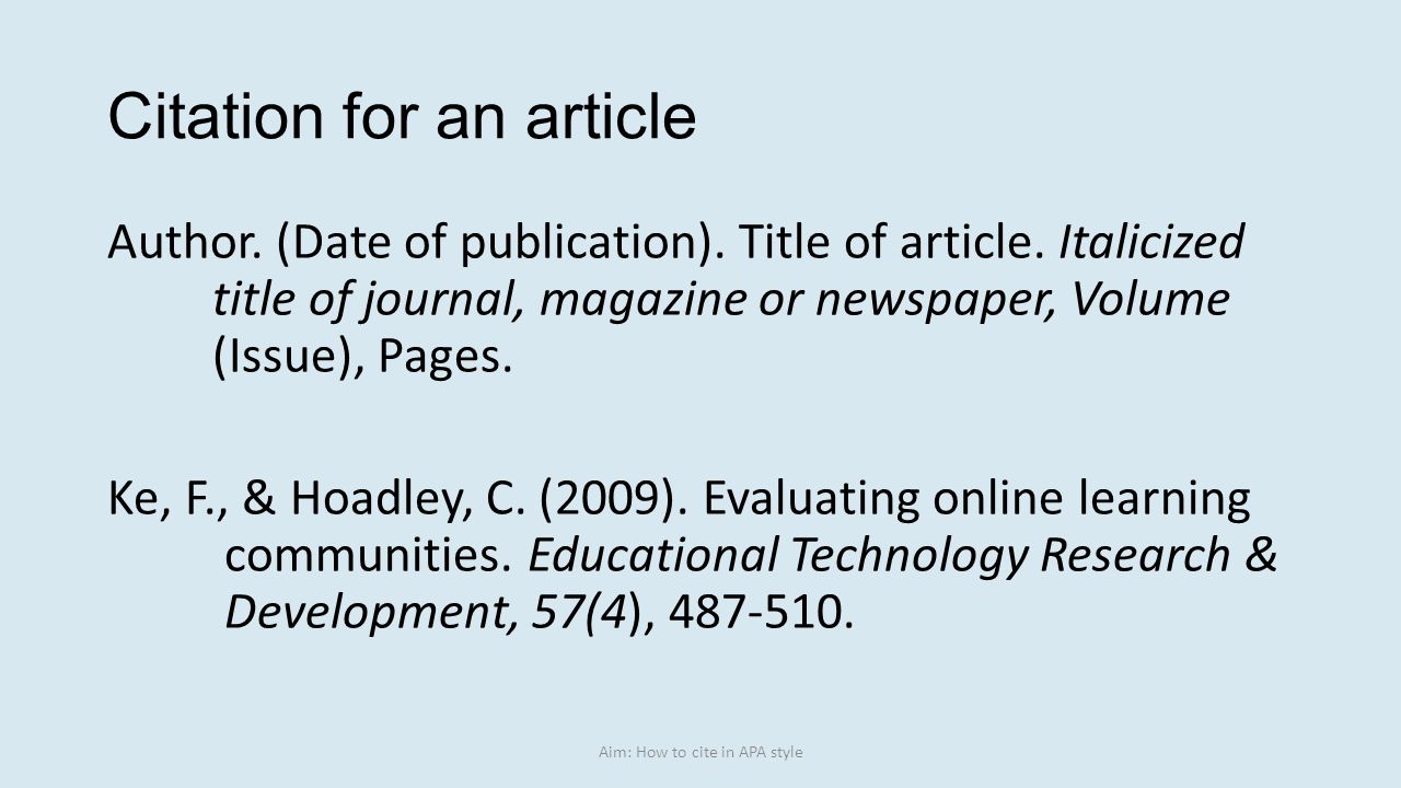 Citing Online Articles in APA Format